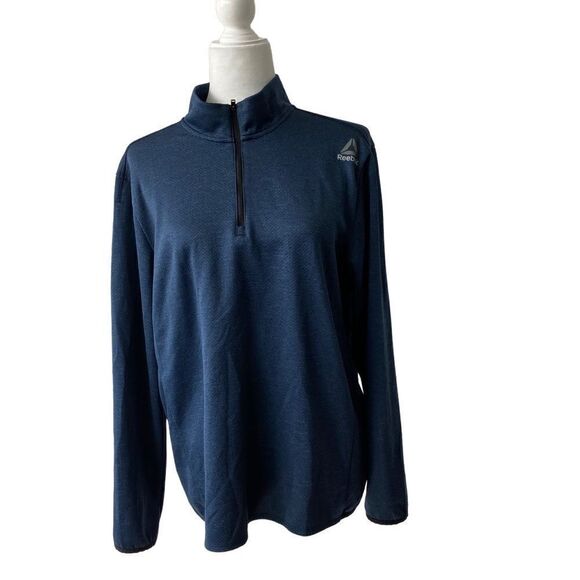 Reebok Men’s One Series Bio Knit ¼ Zip Shirt Blue Athletic Exercise Lightweight - Picture 2 of 14